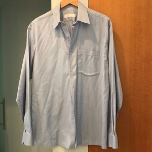 Custom made men’s button down blue dress shirt